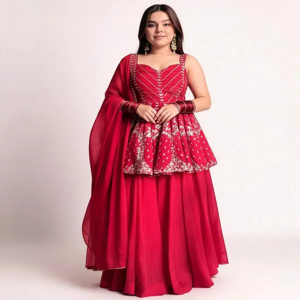 Red_Georgette_Embroidered_Anarkali_Kurta_Set_For_Women