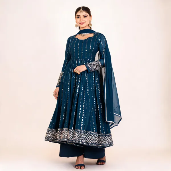 Navy_Blue_Georgette_Embellished_Flared_Anarkali_Suit_Set_For_Women