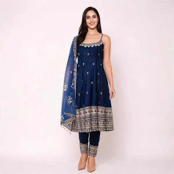 Navy_Blue_Georgette_Printed_Anarkali_Kurta_Set_For_Women
