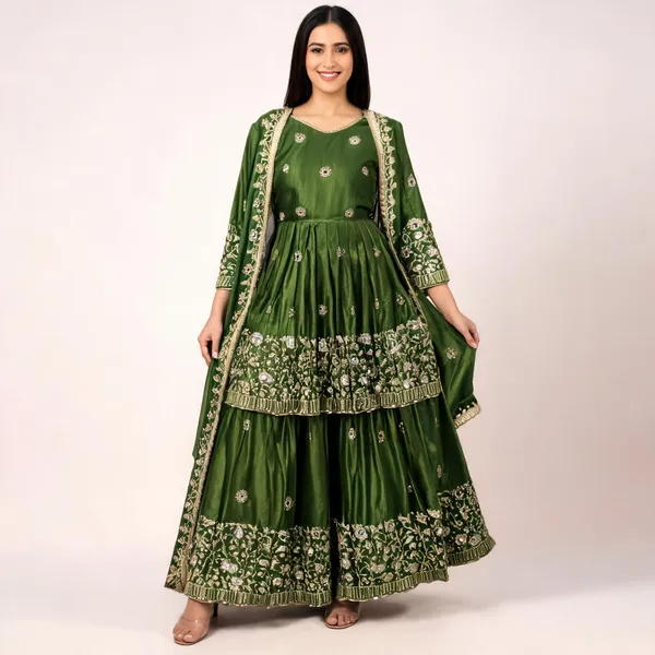 Green_Georgette_Embroidered_Flared_Sharara_Set_For_Women