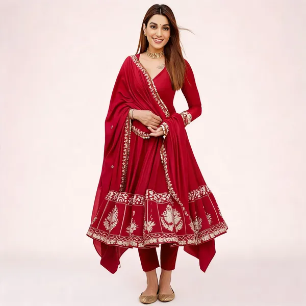 Red_Georgette_Embroidered_Anarkali_Kurta_Set_For_Women