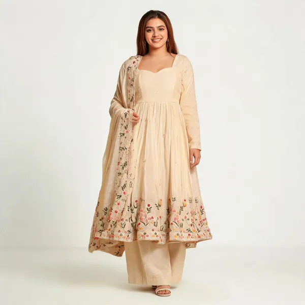 Ivory_Georgette_Floral_Anarkali_Suit_Set_For_Women