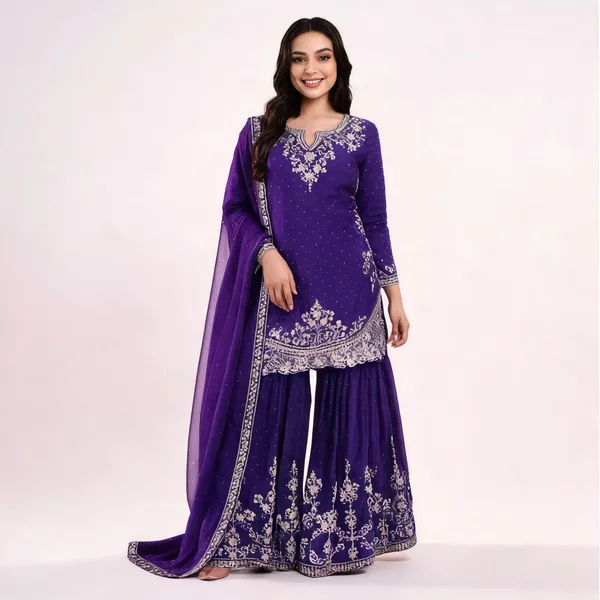 Purple_Georgette_Embroidered_Anarkali_Kurta_With_Bottom_Dupatta_For_Women
