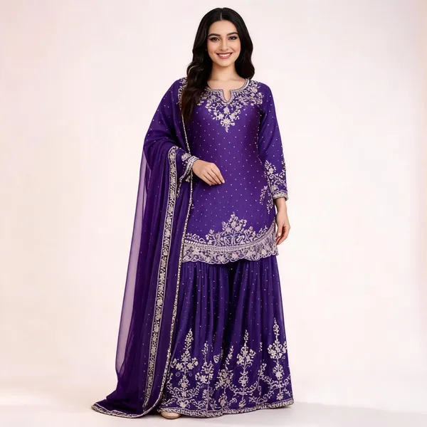 Purple_Georgette_Embroidered_Anarkali_Kurta_With_Bottom_Dupatta_For_Women