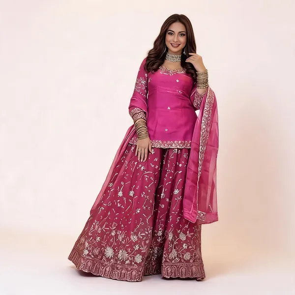 Pink_Georgette_Embellished_Flared_Sharara_Set_For_Women