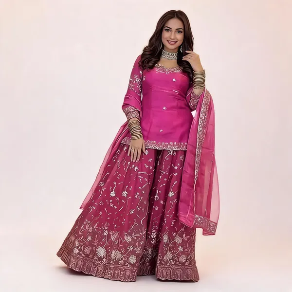 Pink_Georgette_Embellished_Flared_Sharara_Set_For_Women