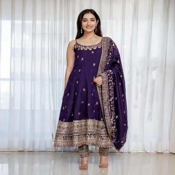 Purple_Georgette_Embroidered_Anarkali_Kurta_With_Dupatta_Bottoms_For_Women