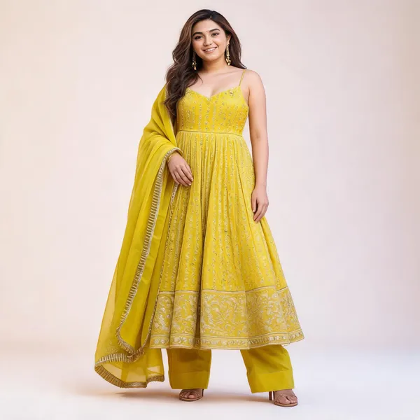 Yellow_Georgette_Anarkali_Kurta_With_Bottom_And_Dupatta_For_Women