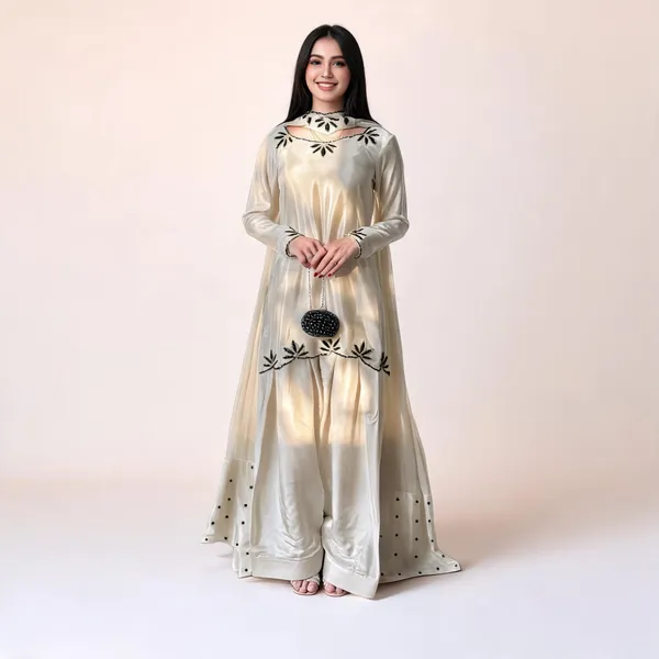 White_Georgette_Embroidered_Straight_Kurta_Set_For_Women