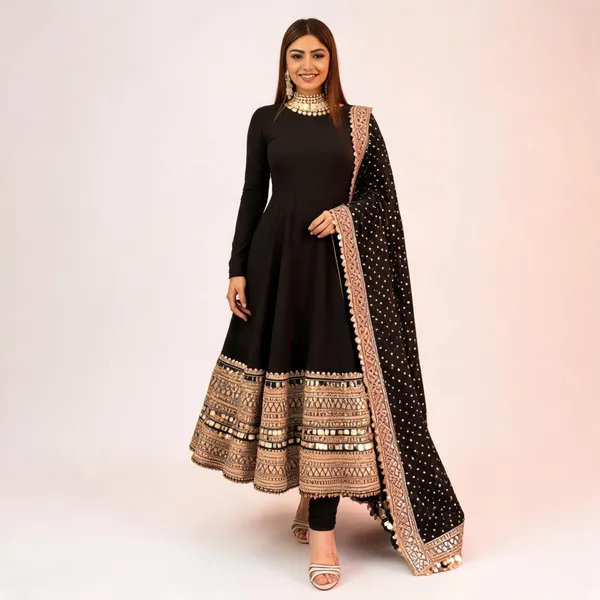 Black_Georgette_Embroidered_Flared_Anarkali_Suit_With_Dupatta_For_Women