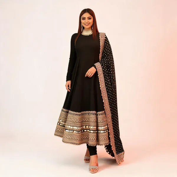 Black_Georgette_Embroidered_Flared_Anarkali_Suit_With_Dupatta_For_Women