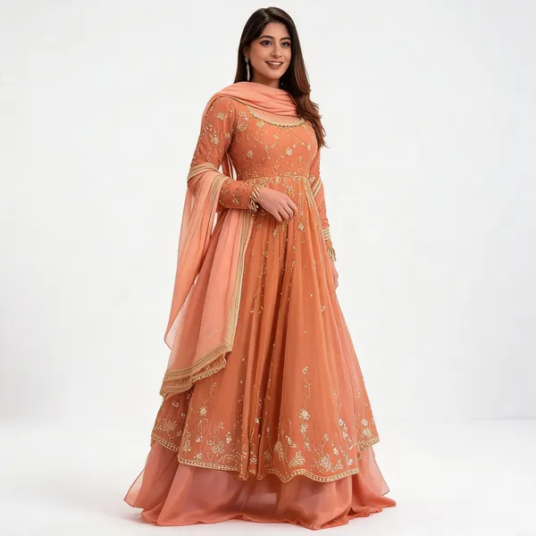 Peach_Georgette_Anarkali_Suit_Set_With_Dupatta_For_Women
