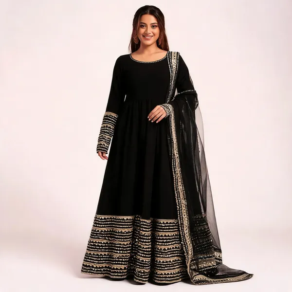 Black_Georgette_Anarkali_Dress_With_Dupatta_For_Women