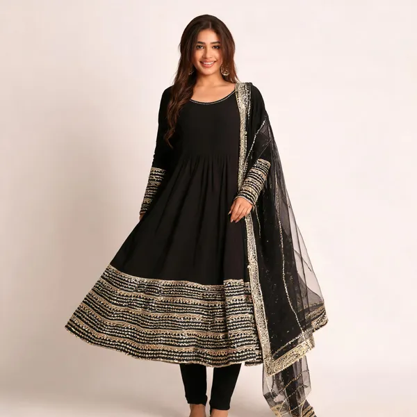Black_Georgette_Anarkali_Dress_With_Dupatta_For_Women