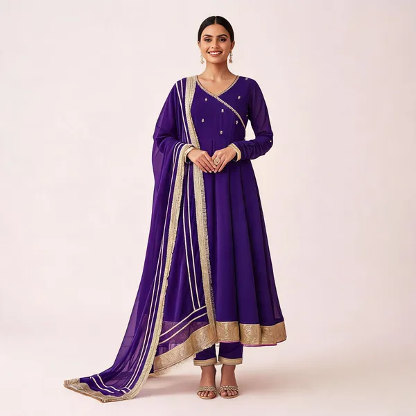 Purple_Georgette_Anarkali_Kurta_Set_For_Women