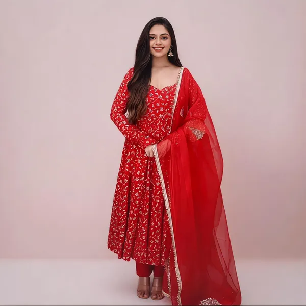 Red_Georgette_Embroidered_Anarkali_Suit_Set_For_Women