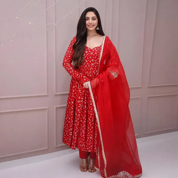 Red_Georgette_Embroidered_Anarkali_Suit_Set_For_Women