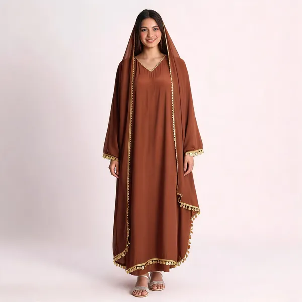 Brown_Georgette_Embellished_Kaftan_Dress_For_Women