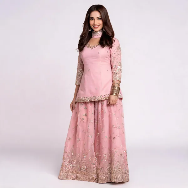 Pink_Georgette_Embellished_Sharara_Set_For_Women