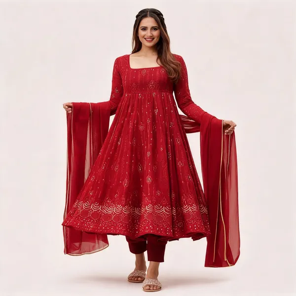 Red_Georgette_Embellished_Anarkali_Suit_Set_For_Women