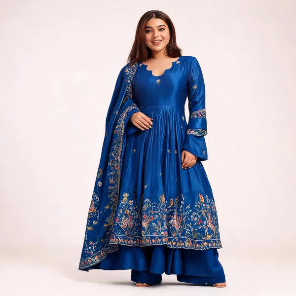 Blue_Georgette_Embroidered_Anarkali_Suit_Set_For_Women