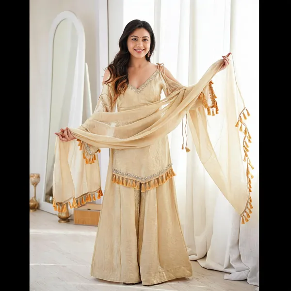 Beige_Georgette_Embroidered_Sharara_Set_For_Women
