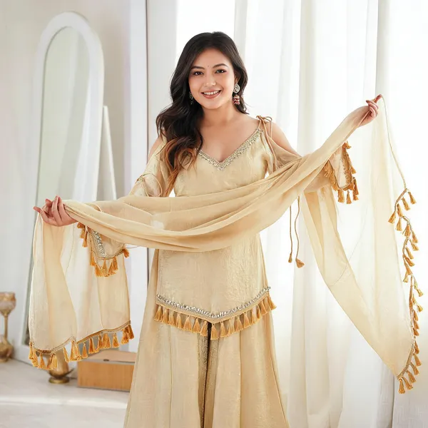 Beige_Georgette_Embroidered_Sharara_Set_For_Women