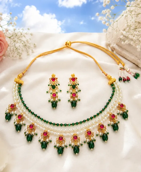 Gold_Tone_Green_Beaded_Pearl_Necklace_Set_for_Women