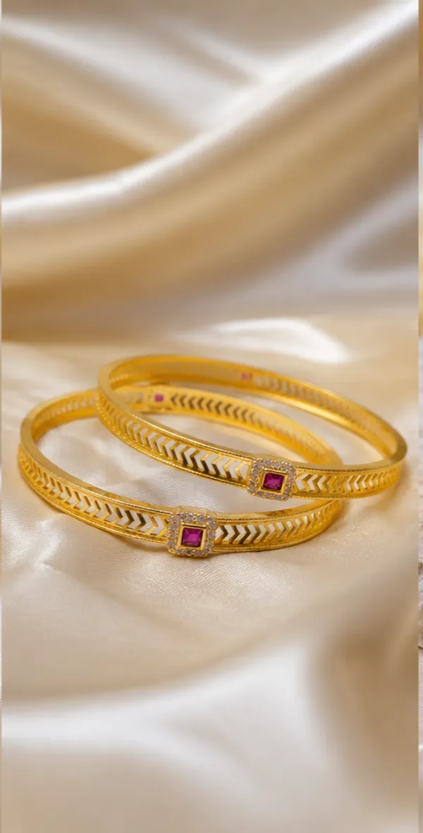 Gold_Tone_Chevron_Stone_Bangles_for_Women