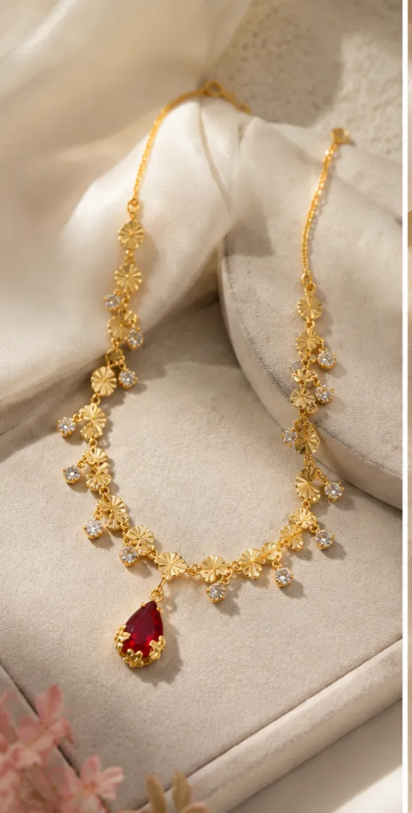 Gold_Tone_Floral_Teardrop_Necklace_for_Women
