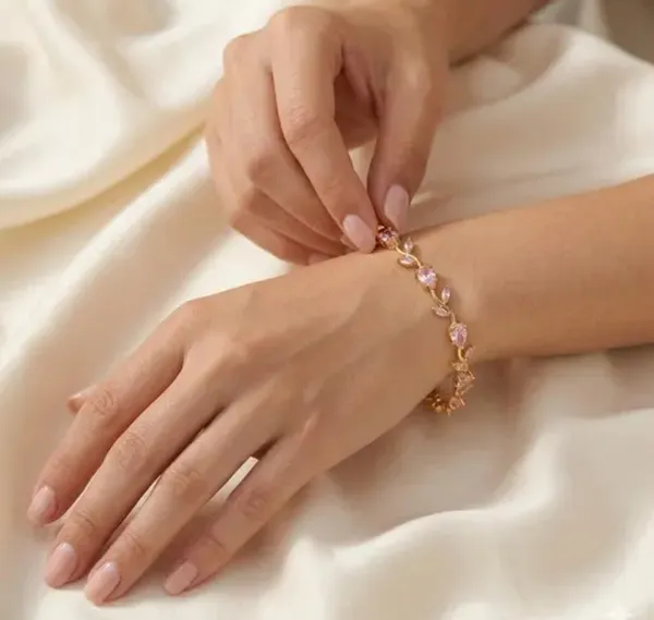 Gold_Tone_Pink_Stone_Bracelet_for_Women
