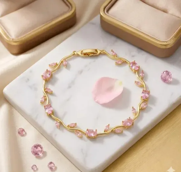 Gold_Tone_Pink_Stone_Bracelet_for_Women