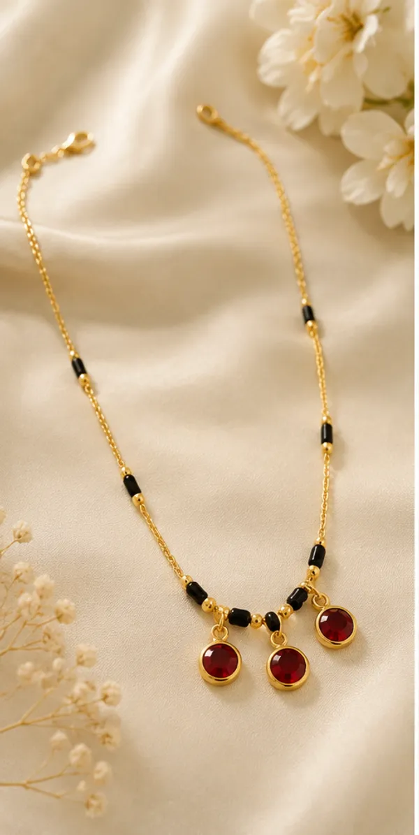 Gold_Tone_Black_Beaded_Red_Pendant_Necklace_for_Women