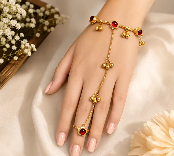 Gold_Tone_Red_Stone_Hand_Harness_Bracelet_Ring_for_Women