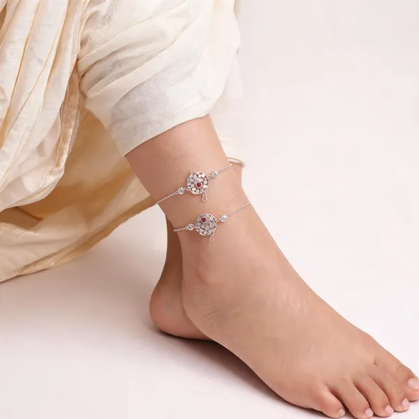 Silver_925_Floral_Detail_Chain_Anklet_For_Women