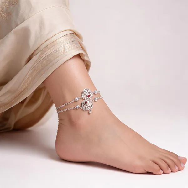 Silver_925_Floral_Detail_Chain_Anklet_For_Women