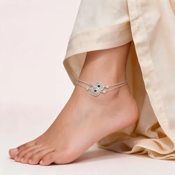 Silver_925_Floral_Charm_Anklet_For_Women