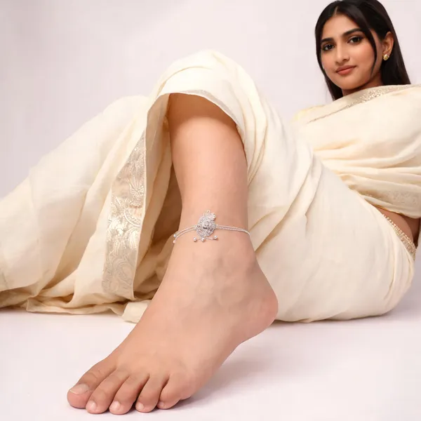 Silver_925_Floral_Motif_Chain_Anklet_For_Women