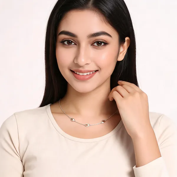 Gold_Tone_925_Silver_Leaf_Motif_Chain_Necklace_For_Women