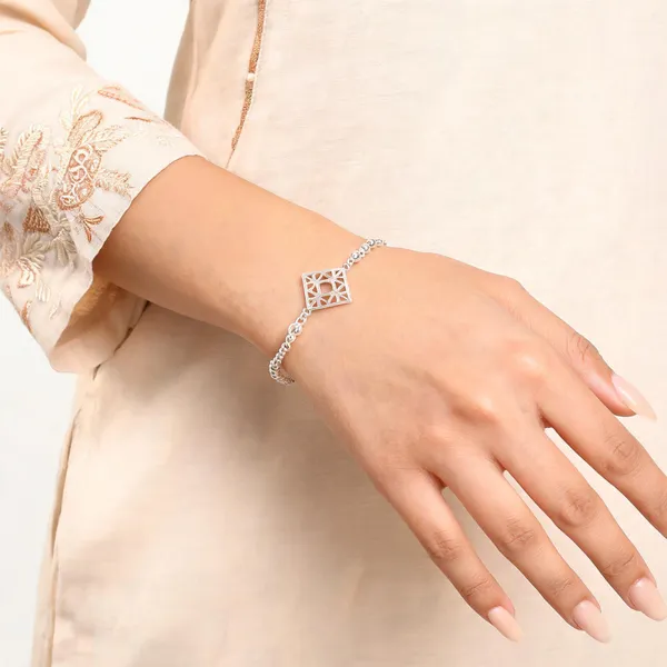 Rose_Gold_925_Silver_Geometric_Motif_Bracelet_For_Women