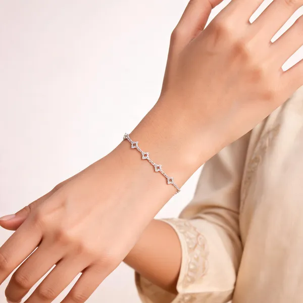 Gold_Tone_925_Silver_Floral_Bracelet_For_Women
