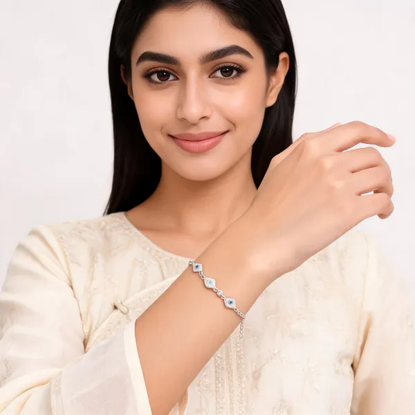 Gold_Tone_925_Silver_Linked_Motif_Bracelet_For_Women