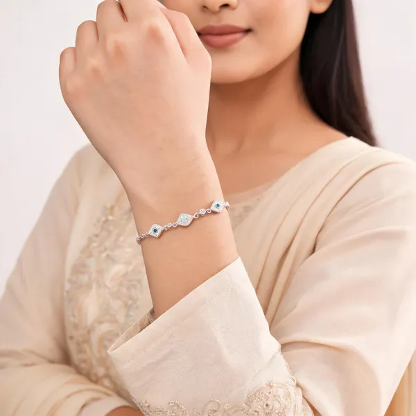 Gold_Tone_925_Silver_Linked_Motif_Bracelet_For_Women
