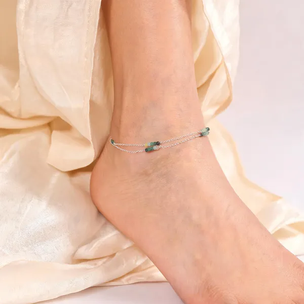 Silver_Green_Enamel_925_Sterling_Anklet_For_Women