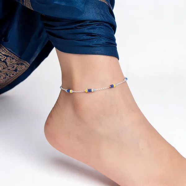 Silver_925_Sterling_Floral_Charm_Anklet_For_Women