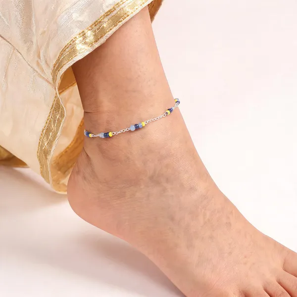 Silver_925_Sterling_Floral_Charm_Anklet_For_Women