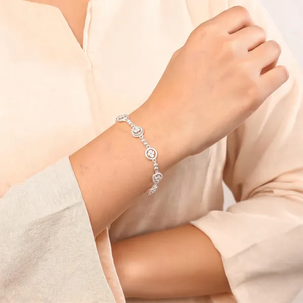 Silver_925_Sterling_Floral_Geometric_Chain_Bracelet_For_Women