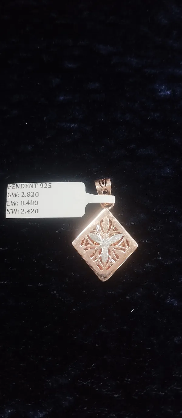 Gold_Tone_925_Silver_Floral_Charm_Pendant_For_Women
