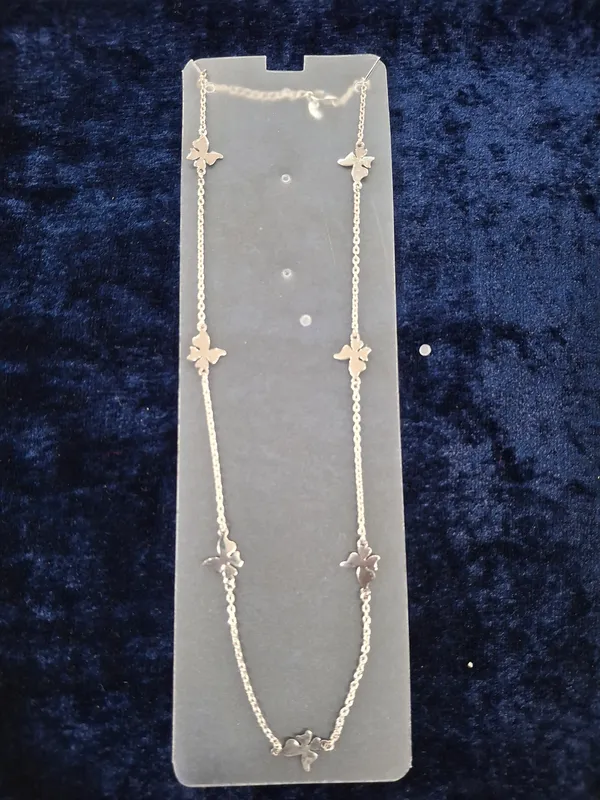 Gold_Tone_925_Silver_Butterfly_Charm_Chain_Necklace_For_Women