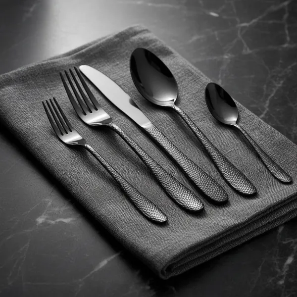 Black_Stainless_Steel_Artisan_Hammered_Collection_Cutlery_Set_For_Home_And_Kitchen_Pack_Of_6_30_Pcs